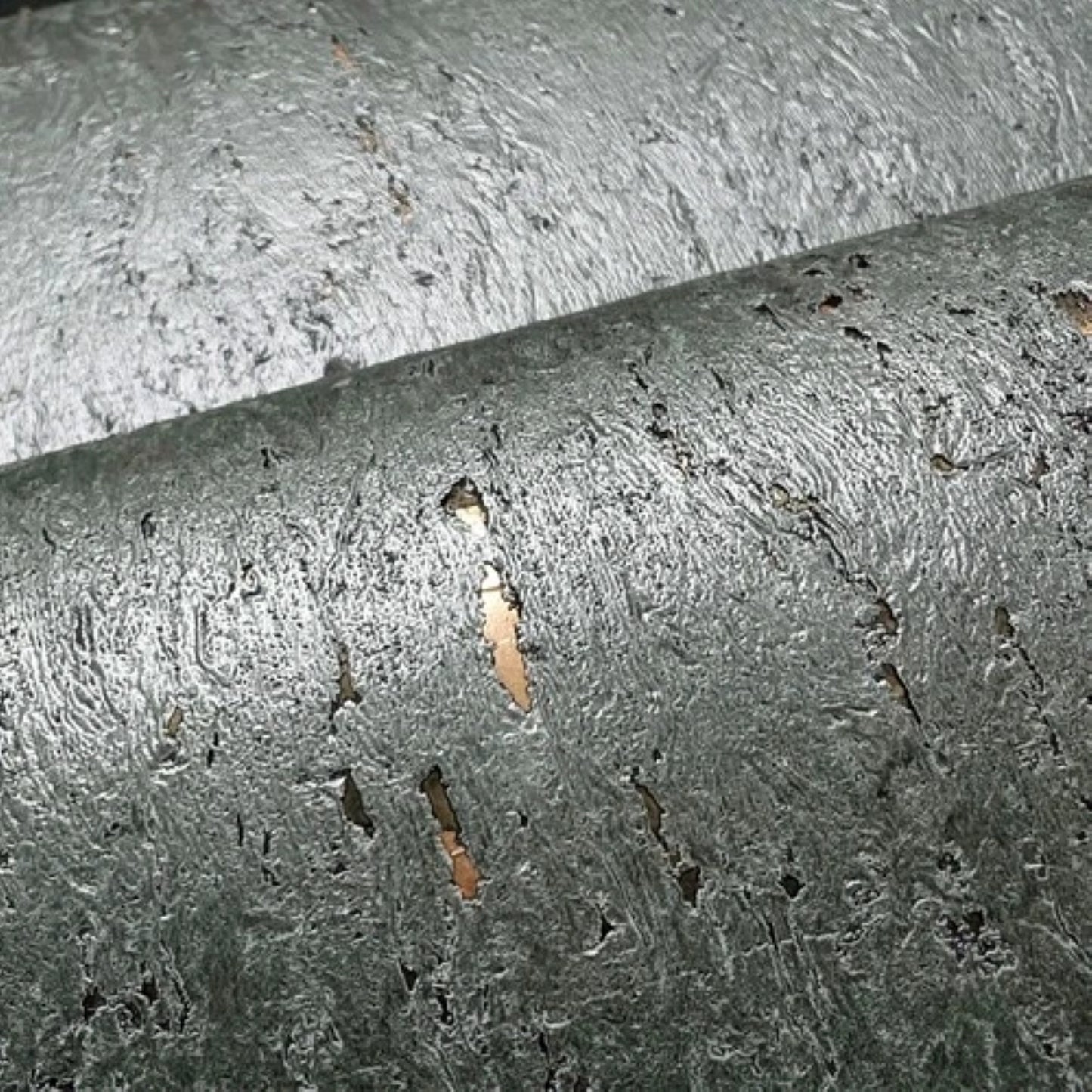 WM043KCG Real Natural cork ash light gray metallic brass gold foil textured eco Wallpaper