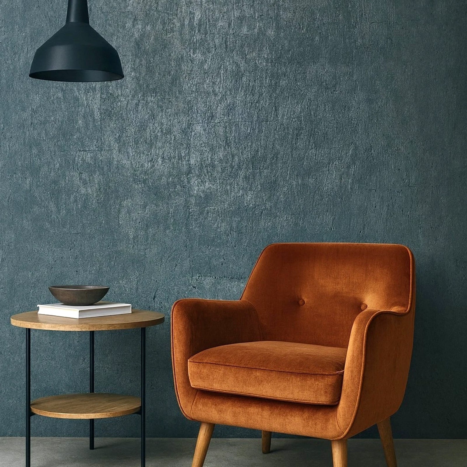 WM045KCG Real Natural cork deep steel slate blue gray silver metallic textured Wallpaper