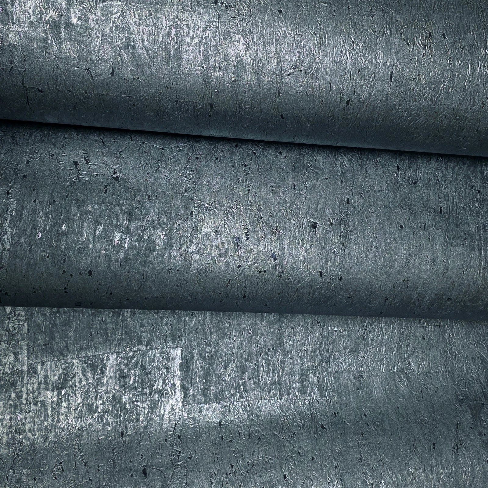 WM045KCG Real Natural cork deep steel slate blue gray silver metallic textured Wallpaper