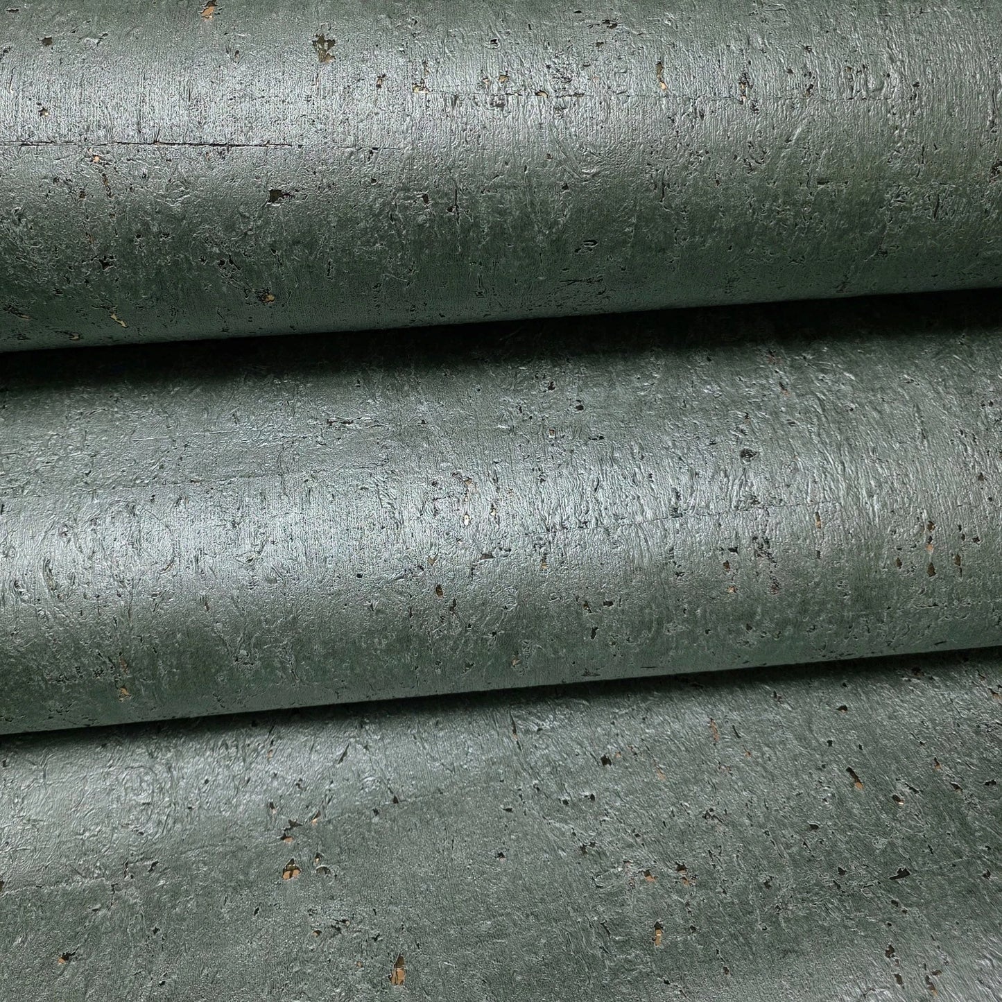 WM047KCG Real Natural cork moss green - gray metallic gold foil textured modern Wallpaper