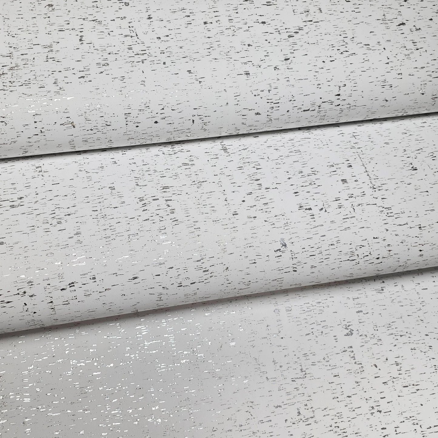 WM100001SMC Enhanced natural cork matte white silver metallic foil birch textured Wallpaper
