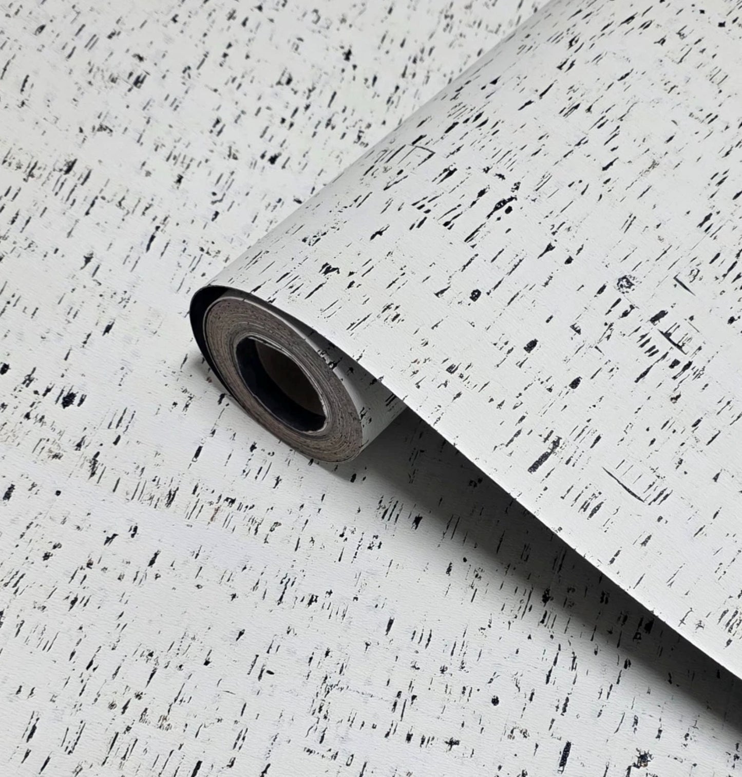WM100100SMC Enchanced natural cork matte off white black birch textured eco modern Wallpaper