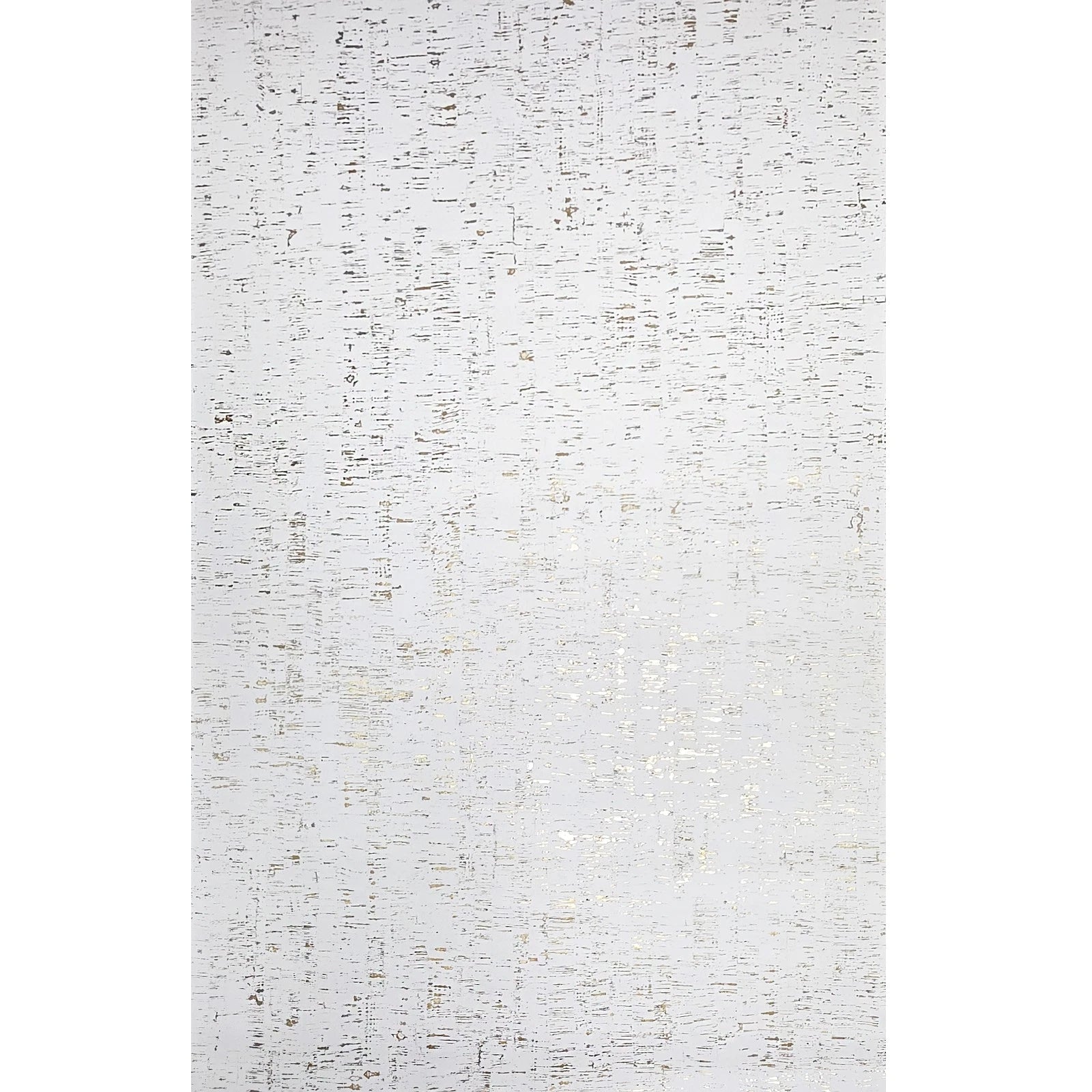 WM100101SMC Enchanced natural cork matte white gold metallic foil birch textured Wallpaper