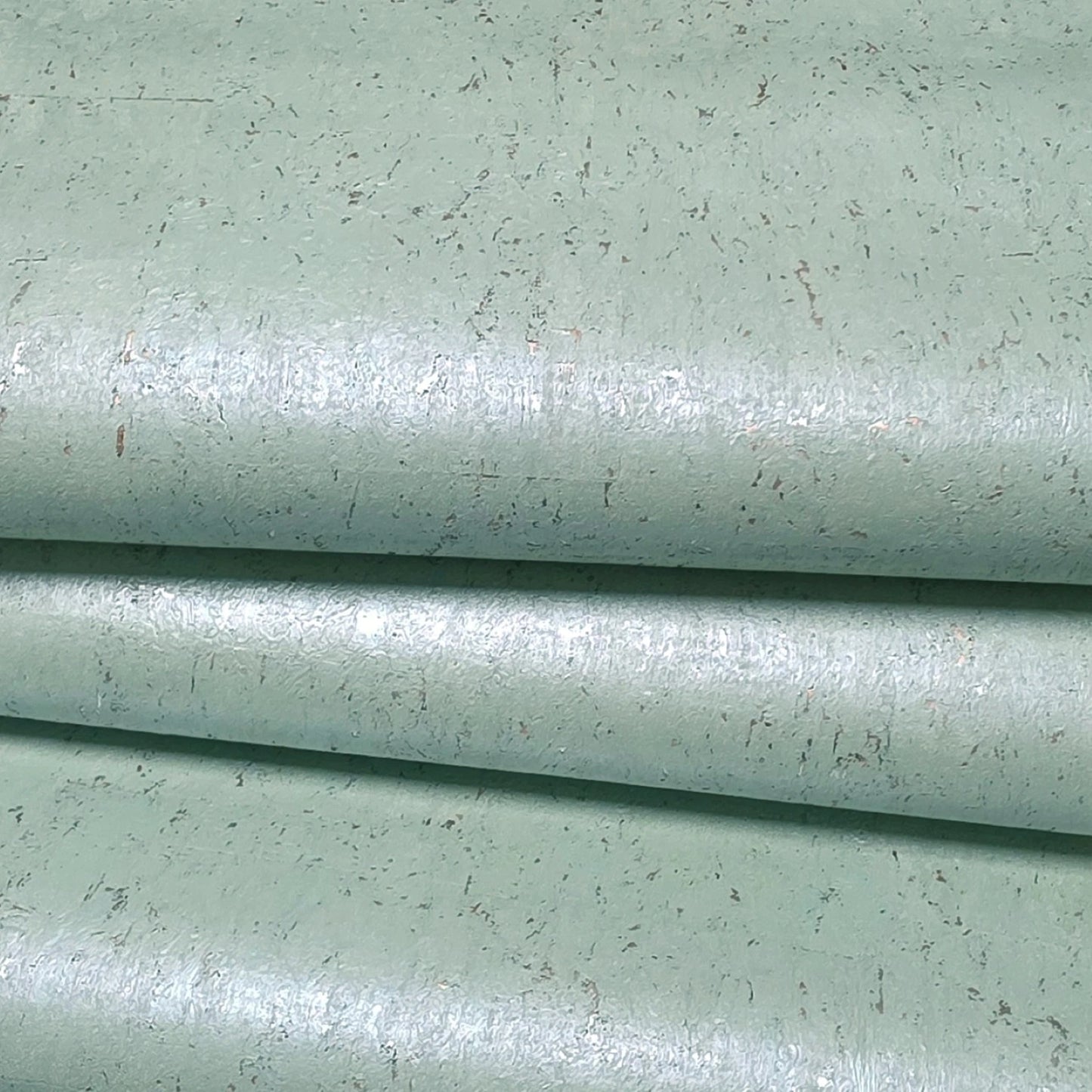 WM100601 Real natural cork Wallpaper mint green silver metallic textured eco wallcovering