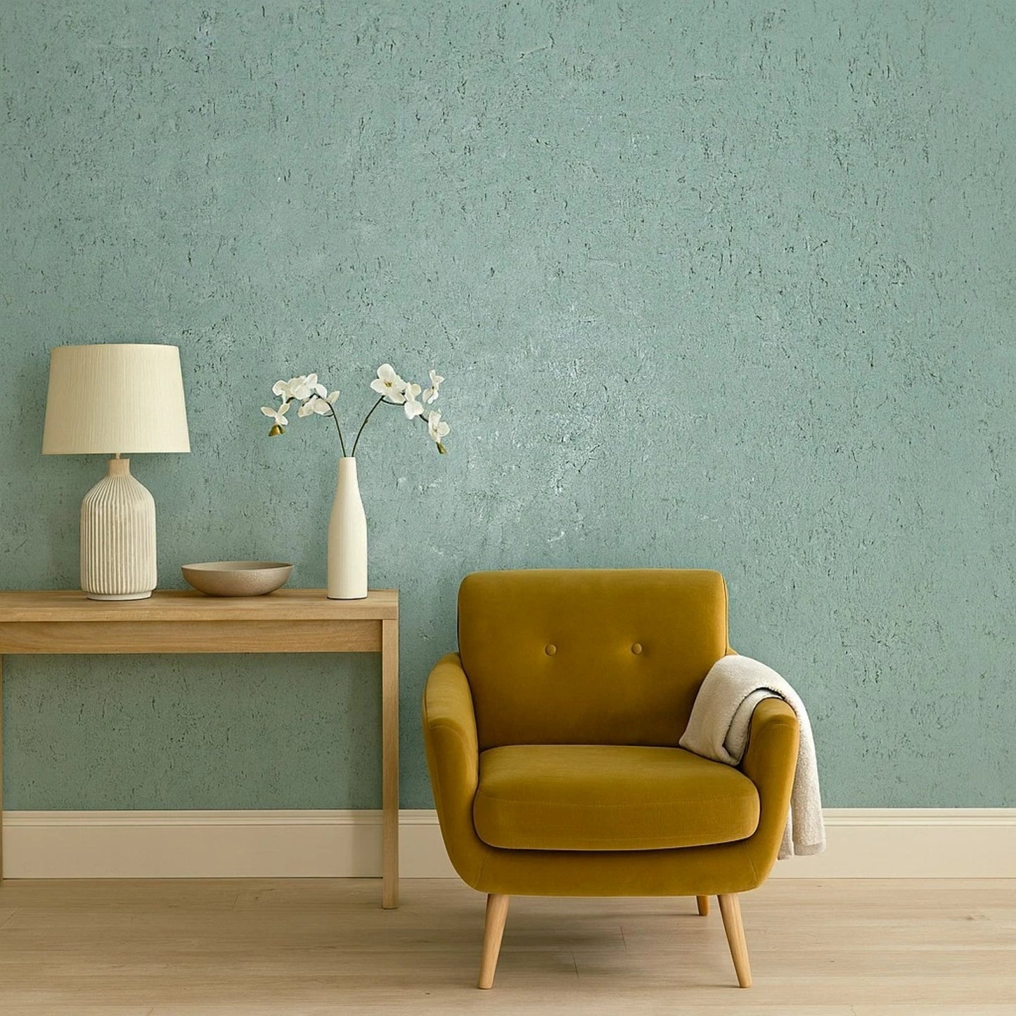 WM100601 Real natural cork Wallpaper mint green silver metallic textured eco wallcovering