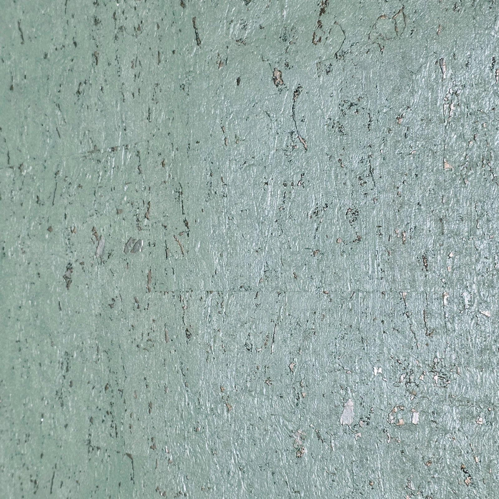WM100601 Real natural cork Wallpaper mint green silver metallic textured eco wallcovering