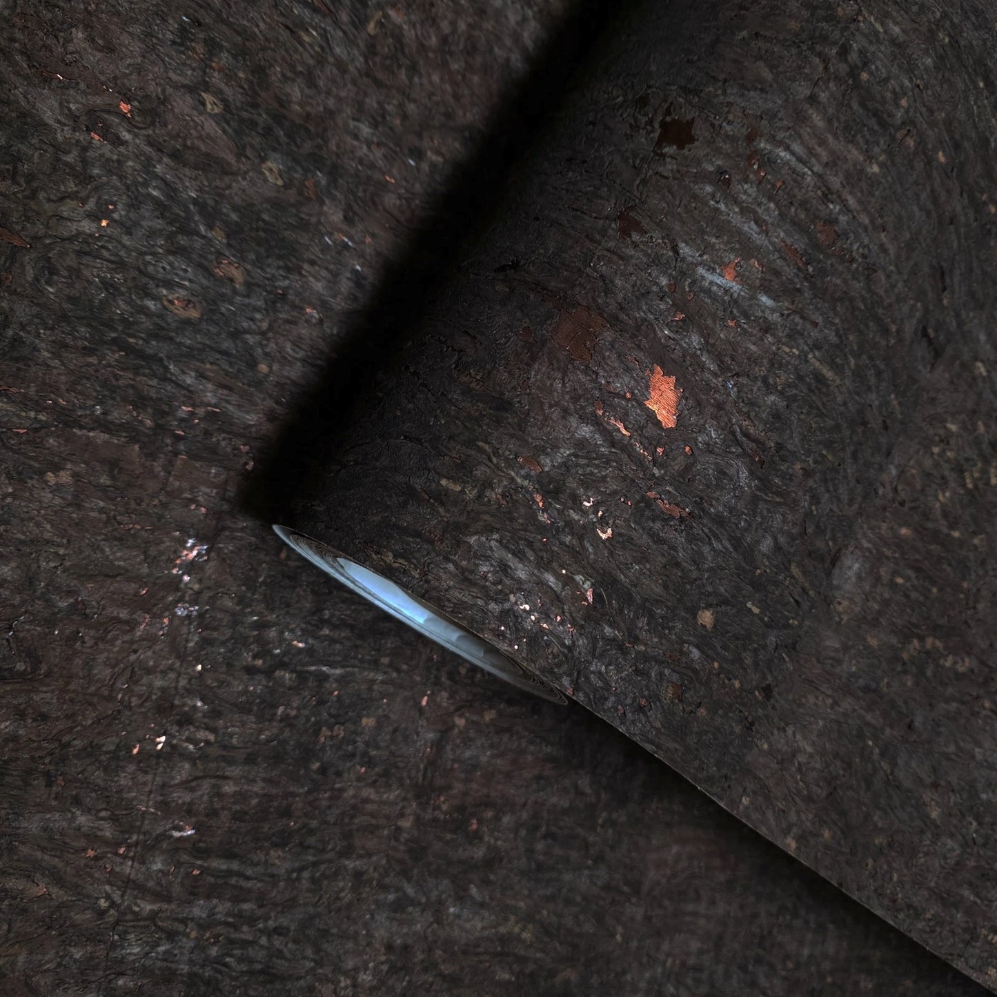 WM403KCC Real Natural cork organic dark brown copper metallic foil textured eco Wallpaper