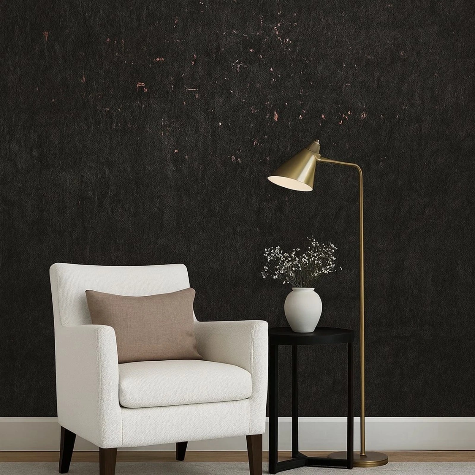 WM403KCC Real Natural cork organic dark brown copper metallic foil textured eco Wallpaper