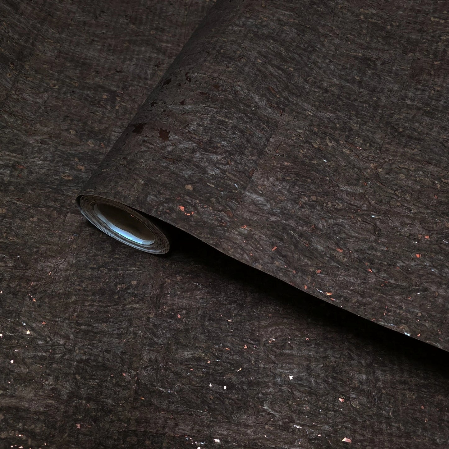 WM403KCC Real Natural cork organic dark brown copper metallic foil textured eco Wallpaper