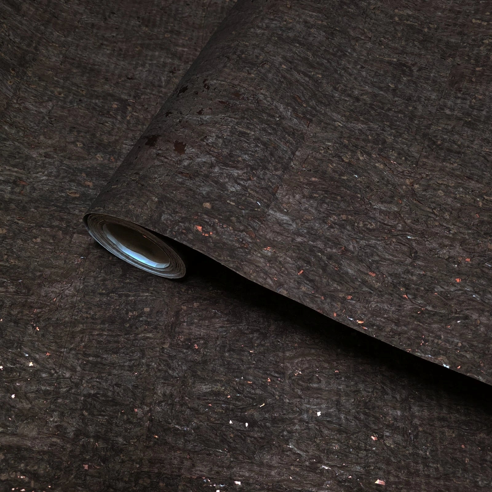 WM403KCC Real Natural cork organic dark brown copper metallic foil textured eco Wallpaper
