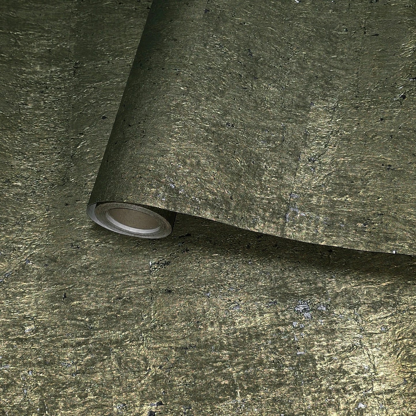 WM811KCS Real Natural cork organic dark Brass metallic black textured eco Wallpaper rolls