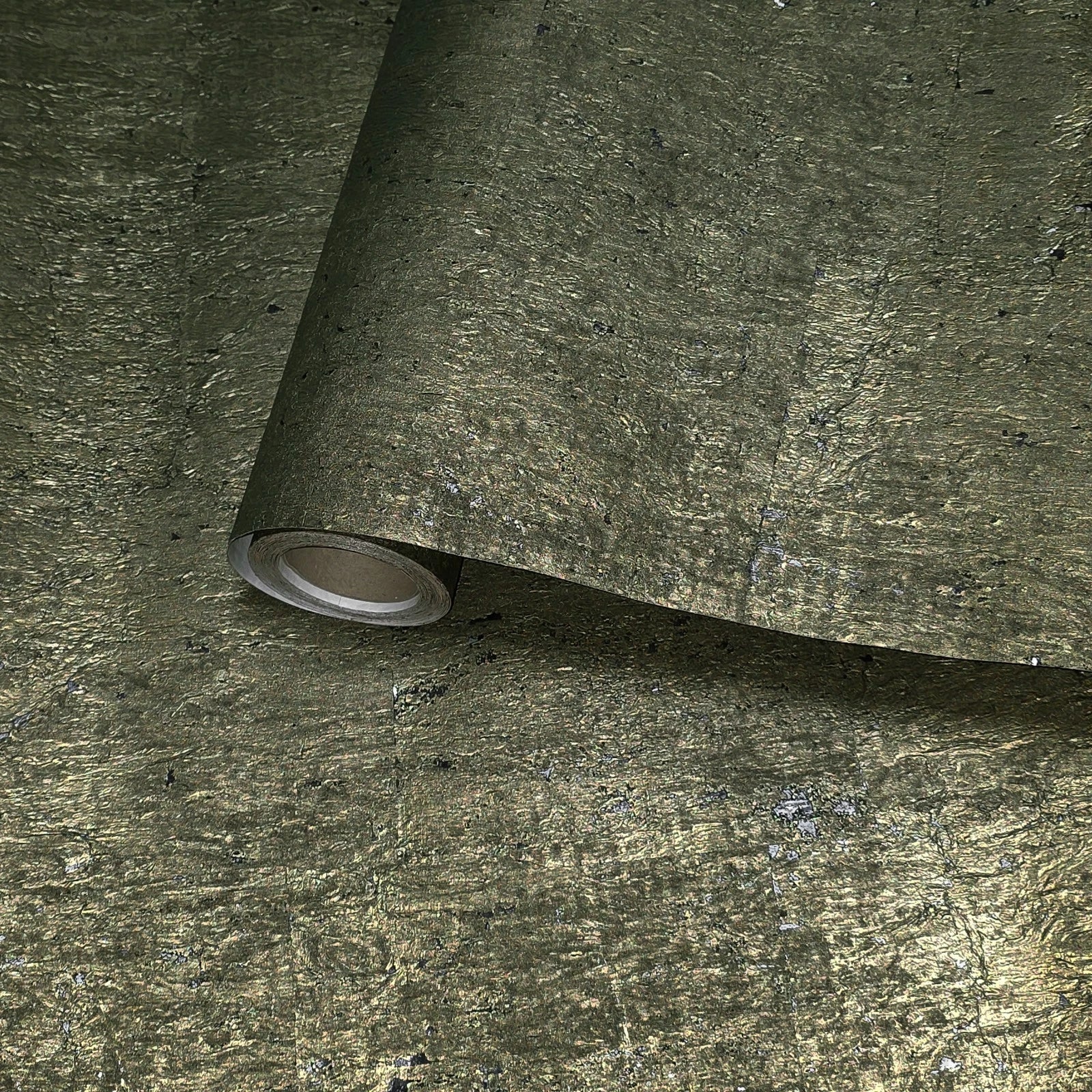 WM811KCS Real Natural cork organic dark Brass metallic black textured eco Wallpaper rolls