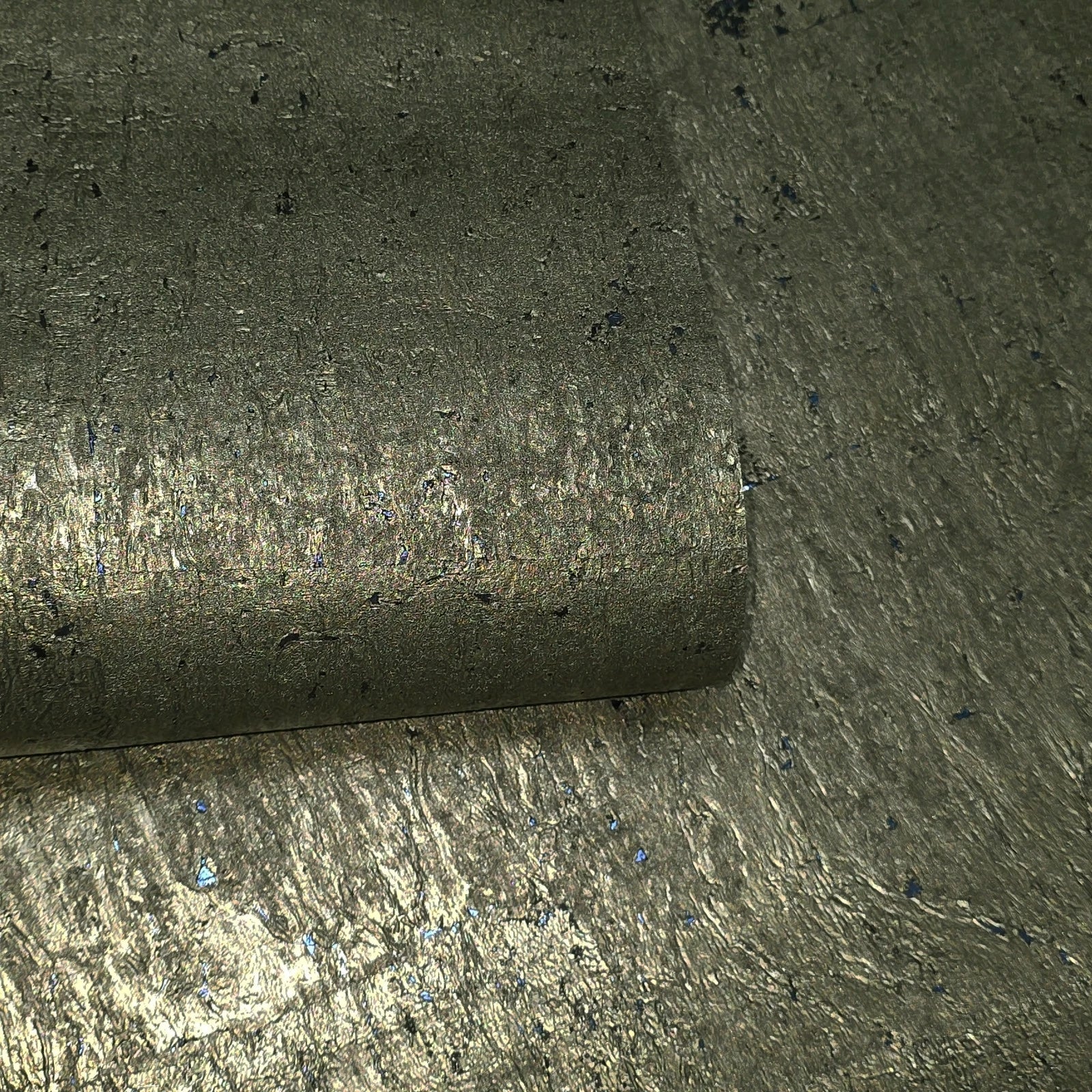 WM811KCS Real Natural cork organic dark Brass metallic black textured eco Wallpaper rolls