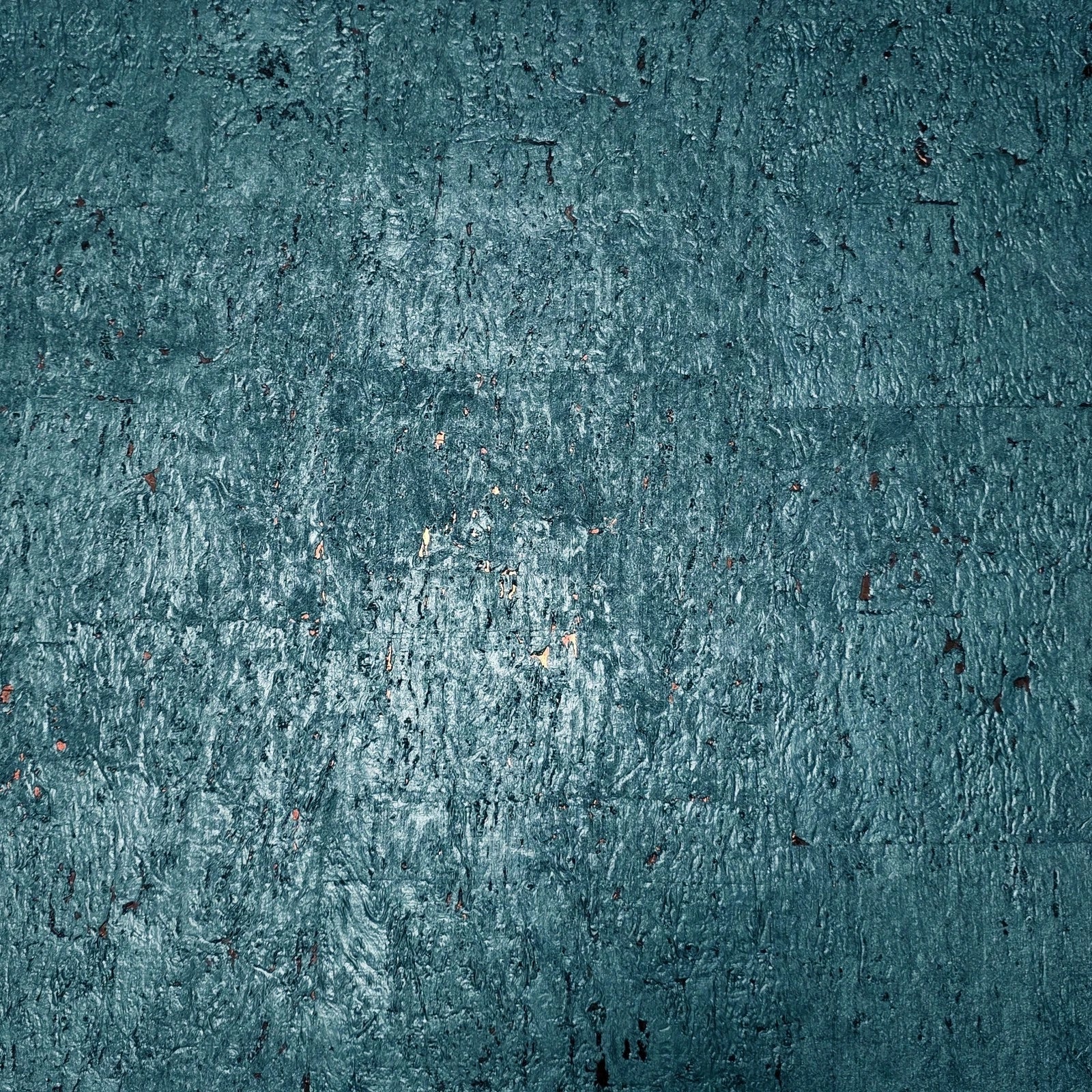 WM822KCC Real Natural cork dark green emerald blue copper metallic foil texture Wallpaper
