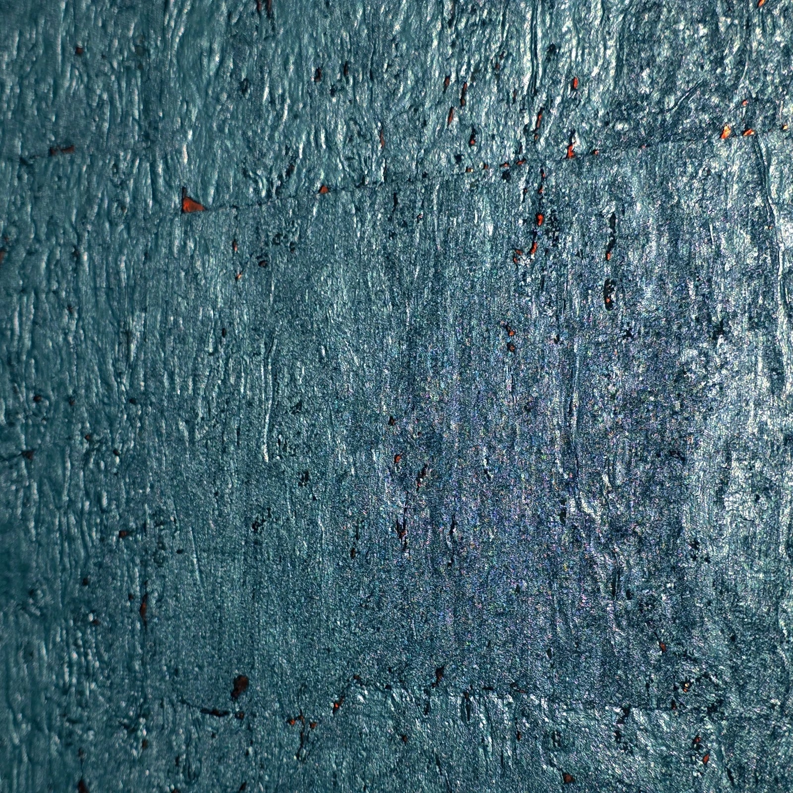 WM822KCC Real Natural cork dark green emerald blue copper metallic foil texture Wallpaper