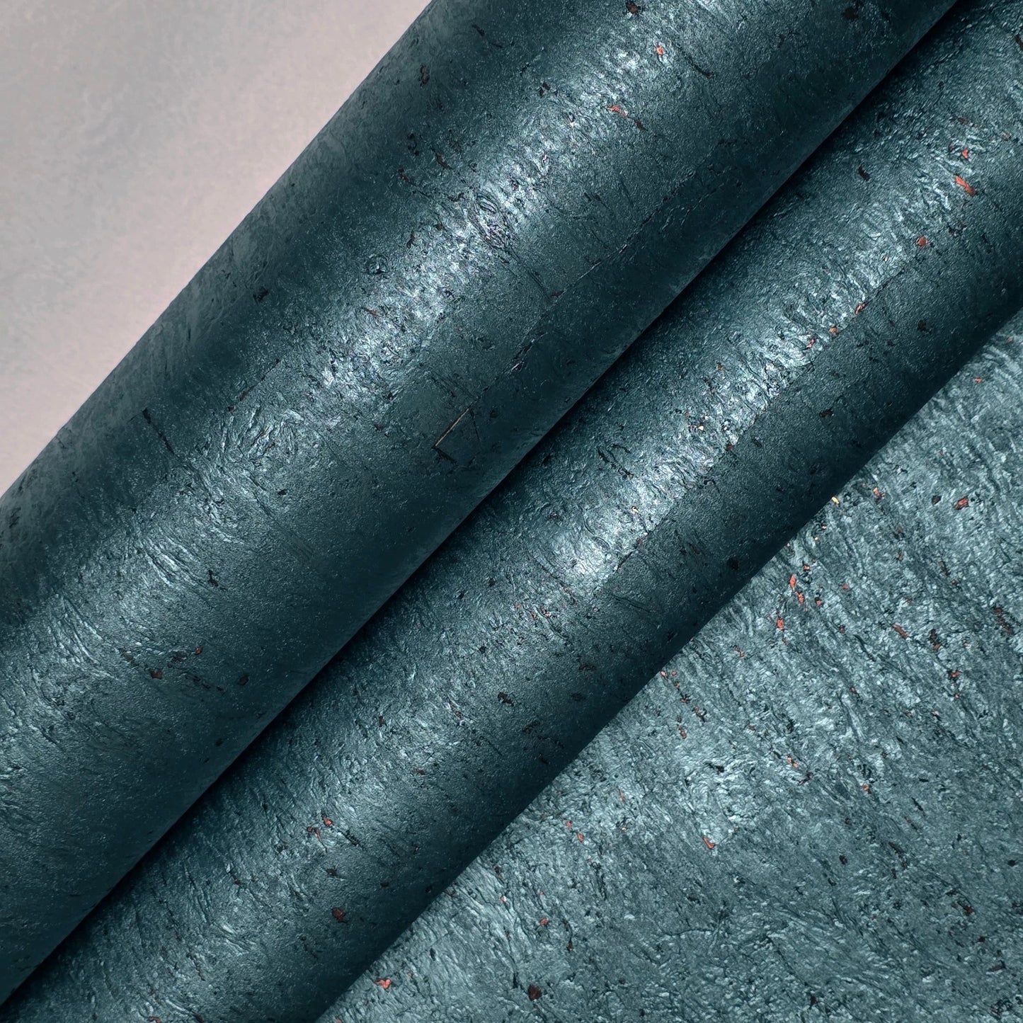WM822KCC Real Natural cork dark green emerald blue copper metallic foil texture Wallpaper