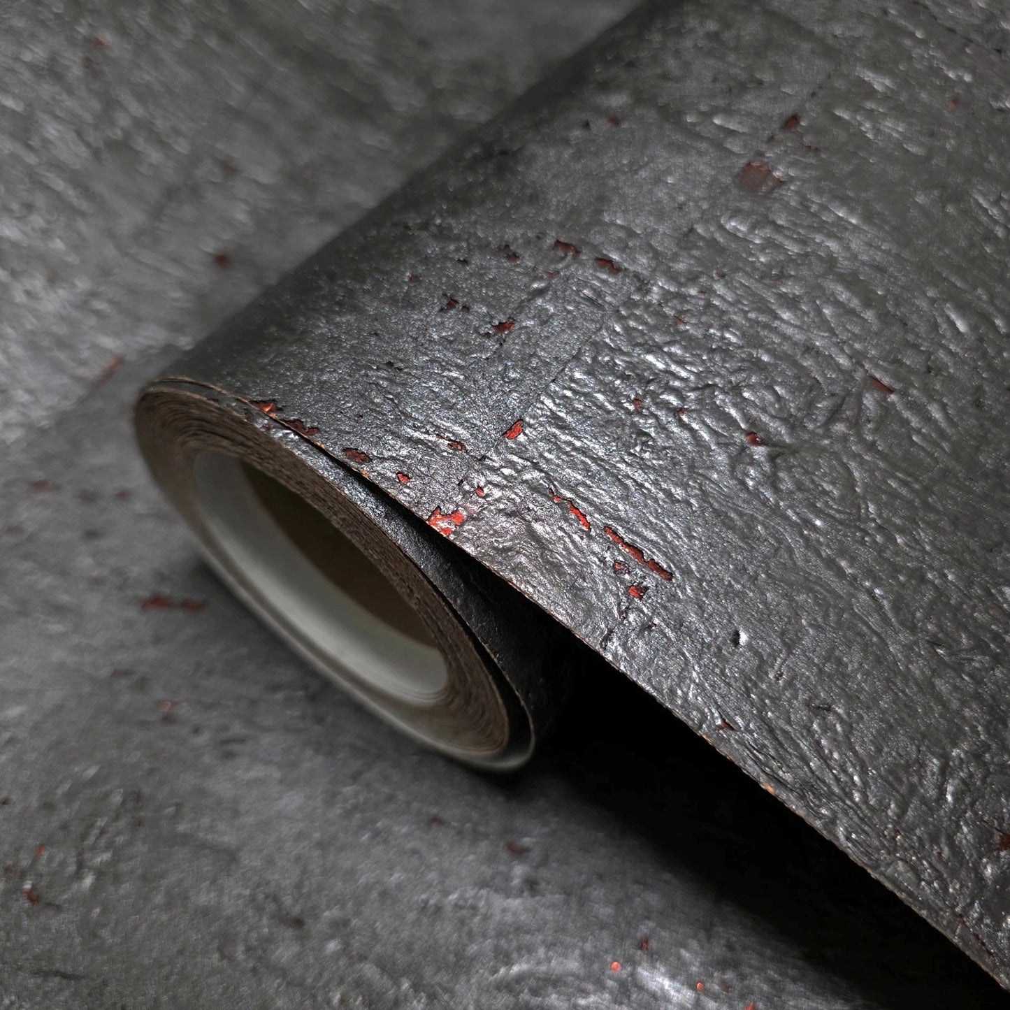 WM831KCC Real Natural cork Gray charcoal platinum copper metallic foil textured Wallpaper