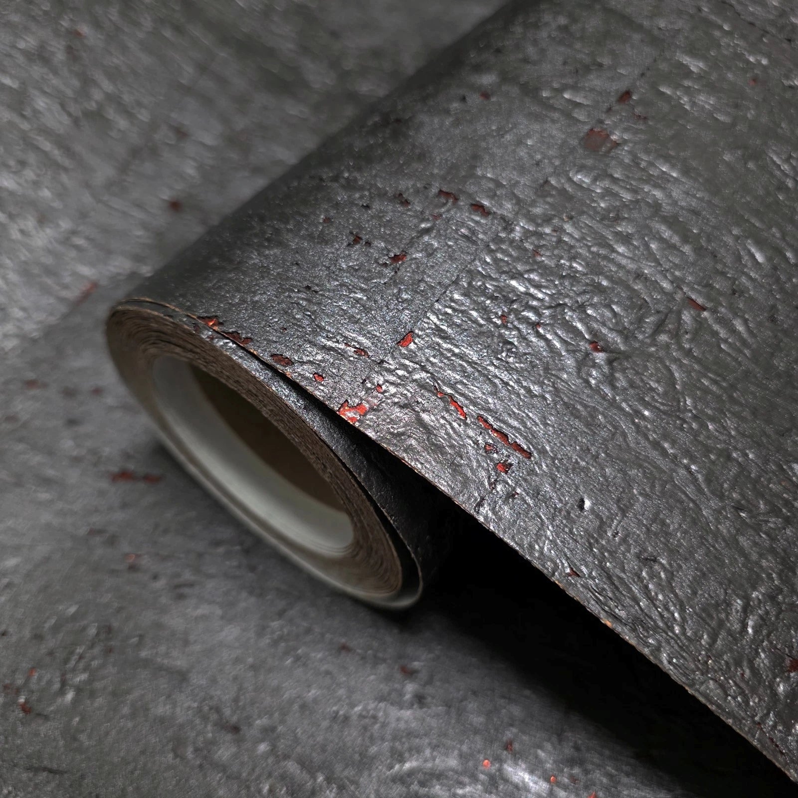 WM831KCC Real Natural cork Gray charcoal platinum copper metallic foil textured Wallpaper