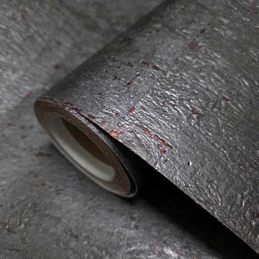 WM831KCC Real Natural cork Gray charcoal platinum copper metallic foil textured Wallpaper