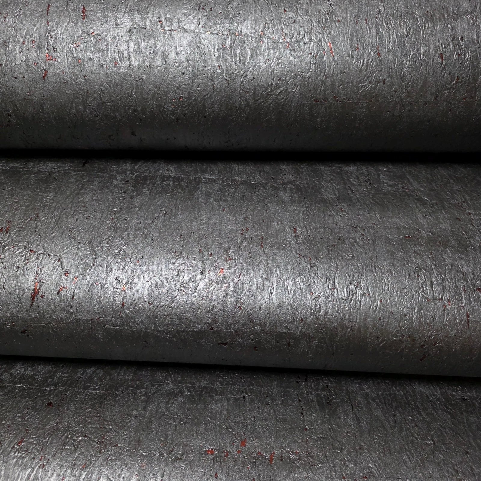 WM831KCC Real Natural cork Gray charcoal platinum copper metallic foil textured Wallpaper