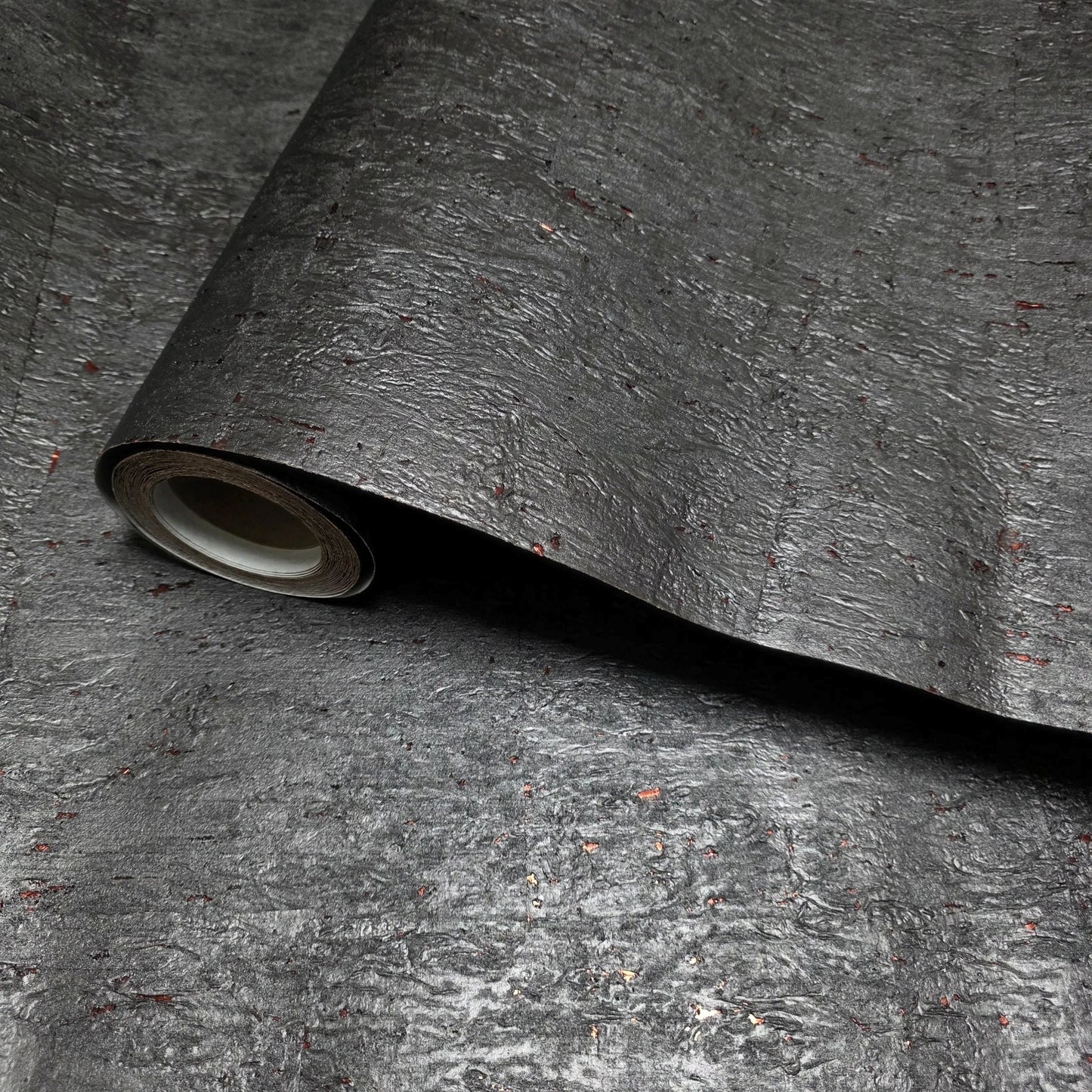 WM831KCC Real Natural cork Gray charcoal platinum copper metallic foil textured Wallpaper