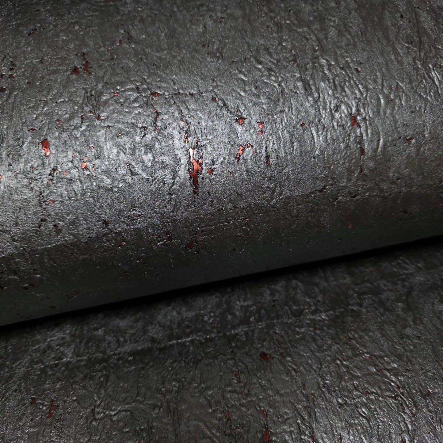 WM831KCC Real Natural cork Gray charcoal platinum copper metallic foil textured Wallpaper