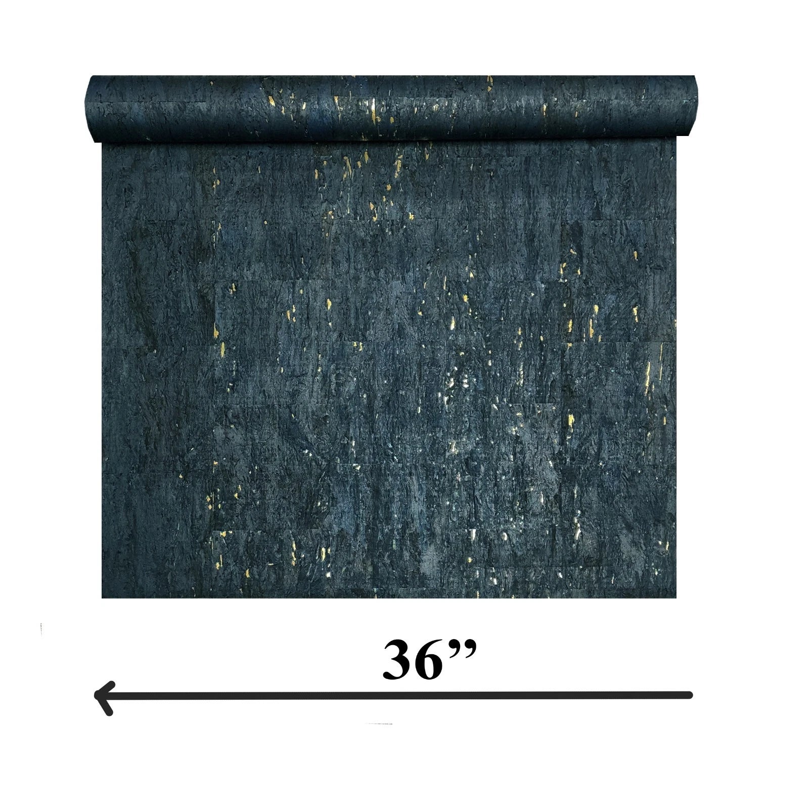 WM843801 Real natural cork Wallpaper textured dark navy blue gold metallic wallcoverings