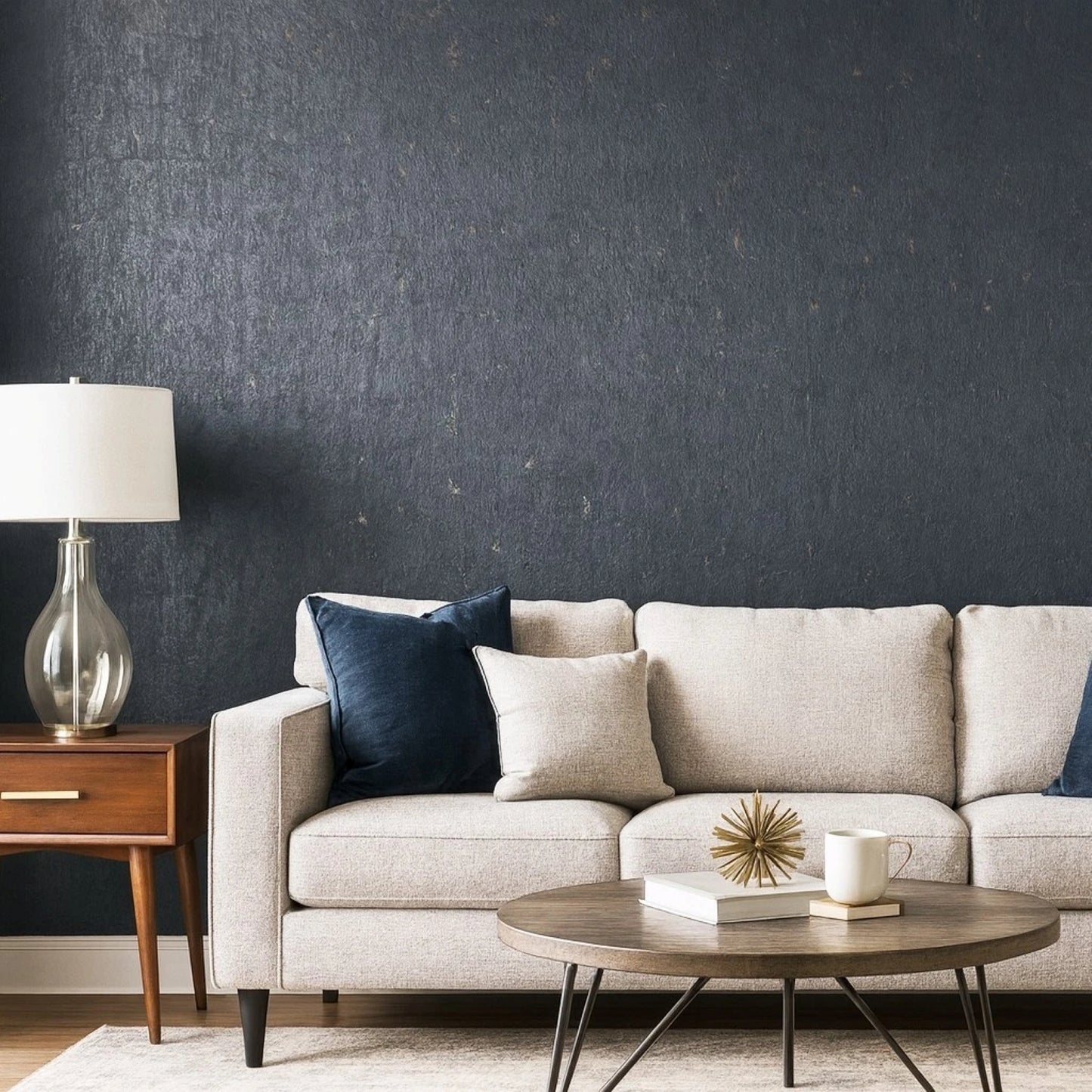 WM868KCG Real Natural cork Gray charcoal platinum gold metallic foil textured Wallpaper