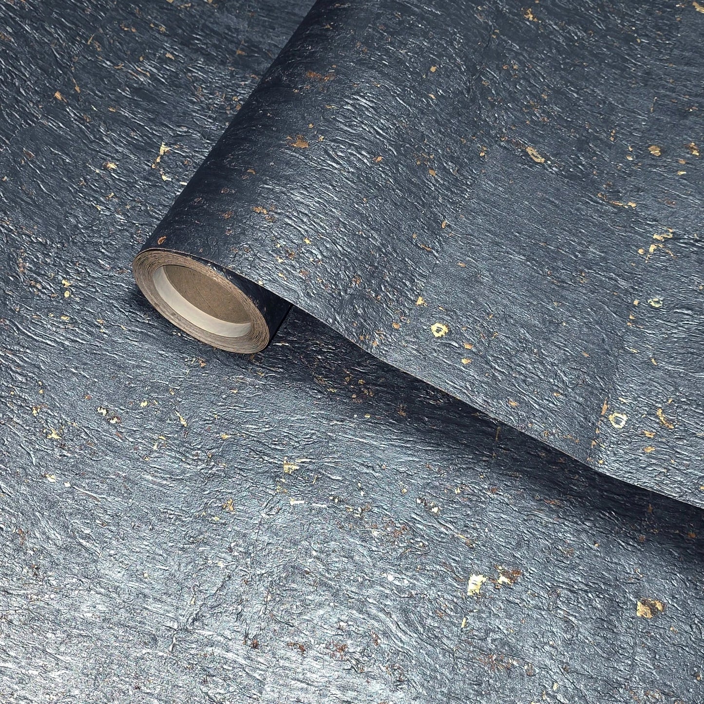 WM868KCG Real Natural cork Gray charcoal platinum gold metallic foil textured Wallpaper