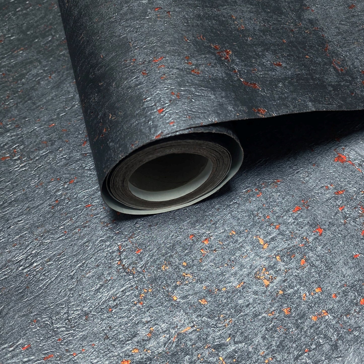 WM869KCC Real Natural cork Dark Gray platinum copper metallic foil textured eco Wallpaper