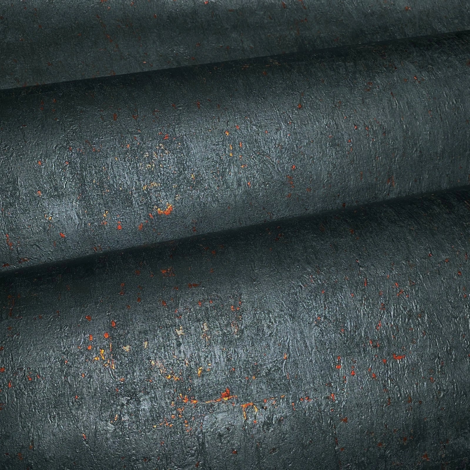 WM869KCC Real Natural cork Dark Gray platinum copper metallic foil textured eco Wallpaper