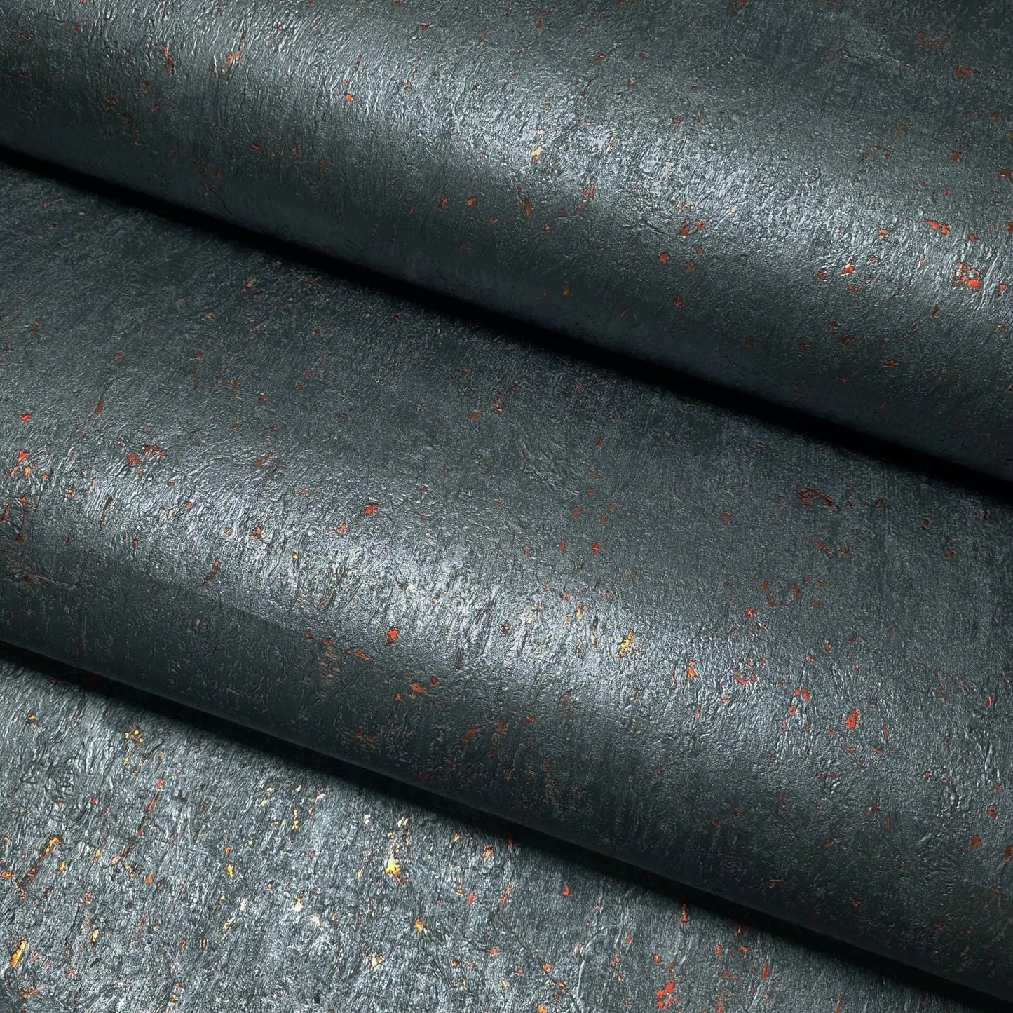 WM869KCC Real Natural cork Dark Gray platinum copper metallic foil textured eco Wallpaper