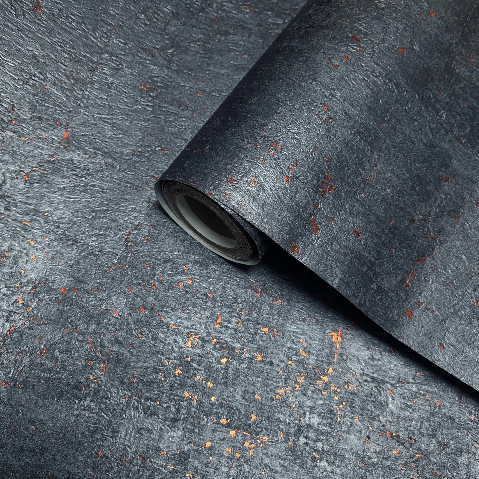 WM869KCC Real Natural cork Dark Gray platinum copper metallic foil textured eco Wallpaper