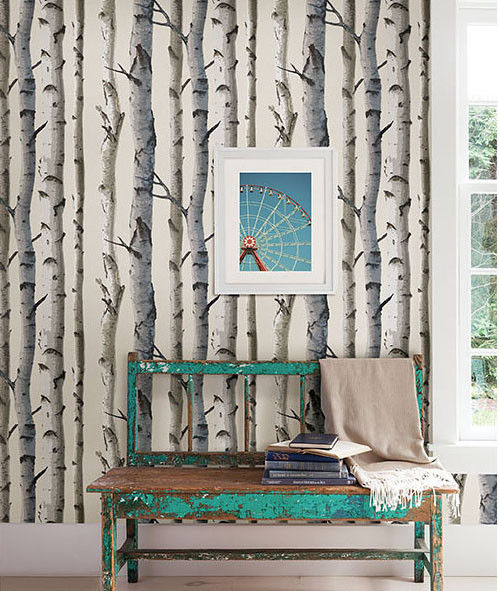 2532-20418 MODERN IRVIN GREY BIRCH TREE Wallpaper