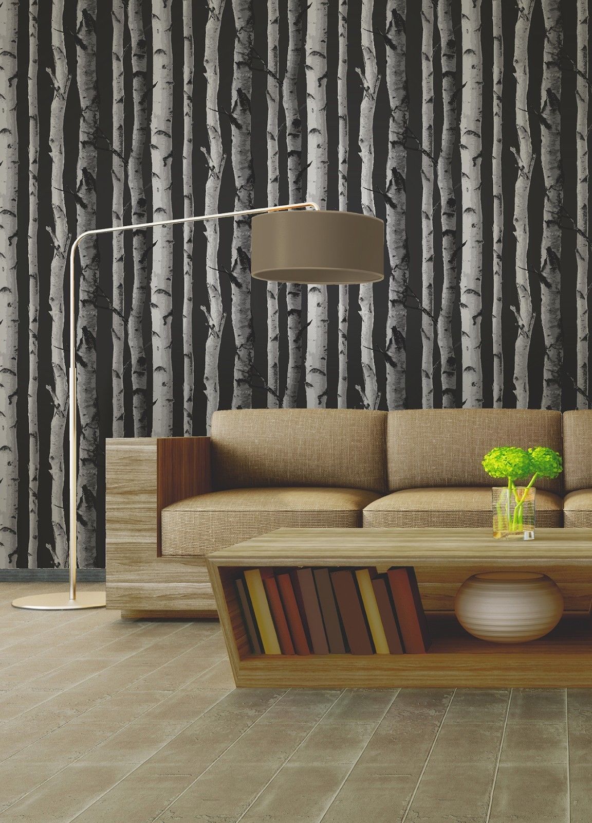 2900-31052 Brewster Distinctive Black Birch Tree Wallpaper